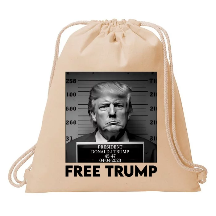 Free Trump Mug Shot Trump Not Guilty MugShot Drawstring Bag