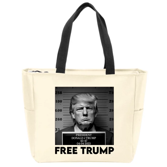 Free Trump Mug Shot Trump Not Guilty MugShot Zip Tote Bag