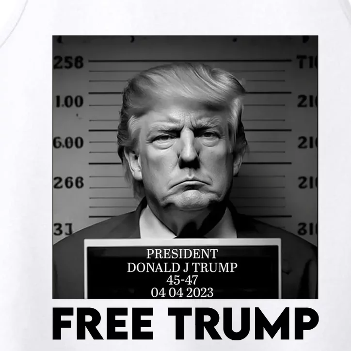 Free Trump Mug Shot Trump Not Guilty MugShot Performance Tank