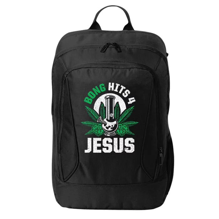 Funny THC Marijuana Stoner Cannabis Weed Bong Hits 4 Jesus City Backpack