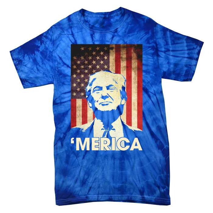 Funny Trump Merica American Flag Murica 4th Of July Funny Gift Great Gift Tie-Dye T-Shirt