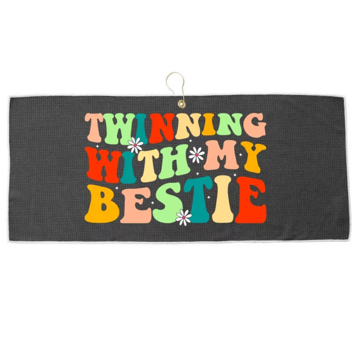 Funny Twin Matching Twins Day Friend Twinning With My Bestie Large Microfiber Waffle Golf Towel