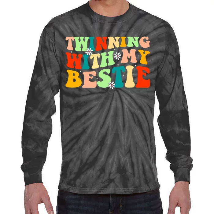 Funny Twin Matching Twins Day Friend Twinning With My Bestie Tie-Dye Long Sleeve Shirt