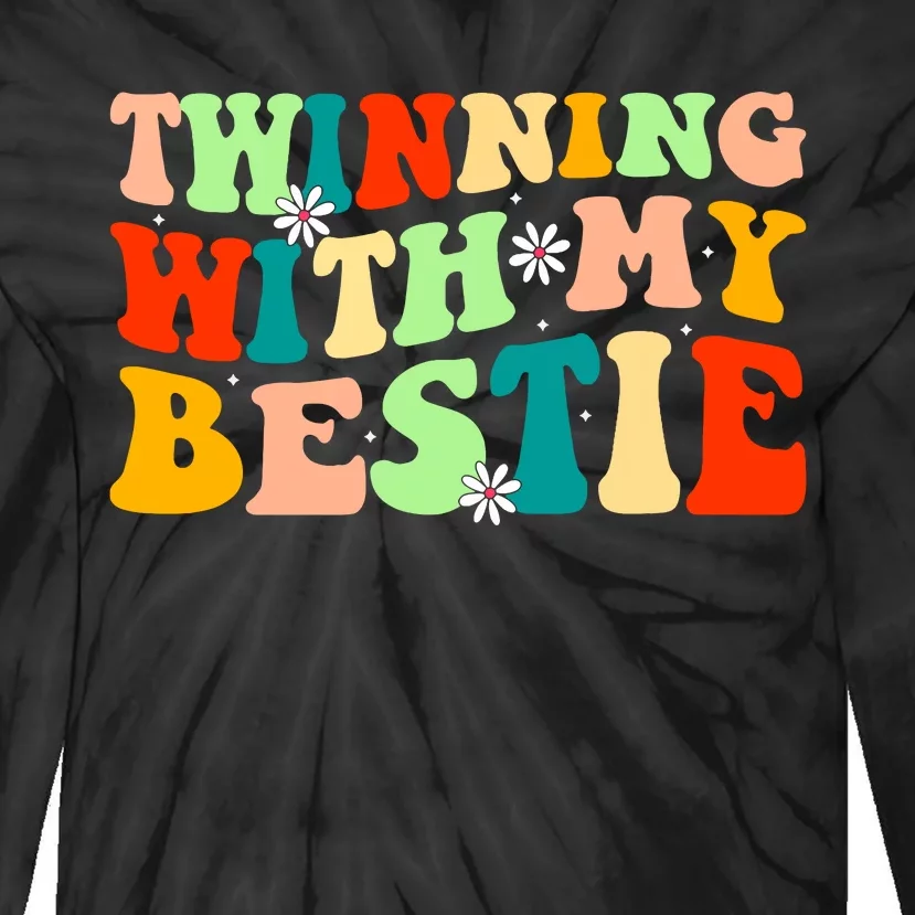 Funny Twin Matching Twins Day Friend Twinning With My Bestie Tie-Dye Long Sleeve Shirt