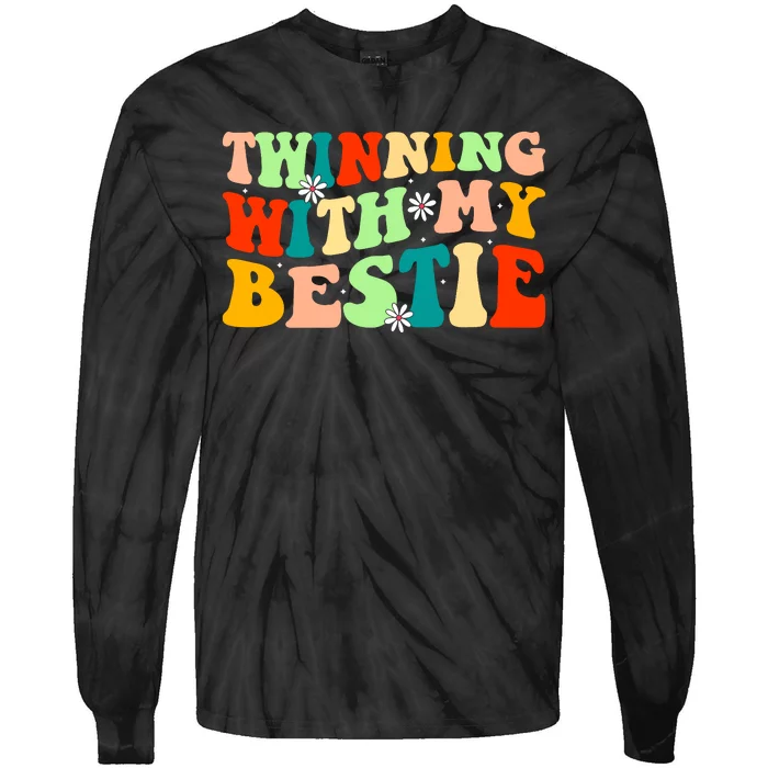 Funny Twin Matching Twins Day Friend Twinning With My Bestie Tie-Dye Long Sleeve Shirt