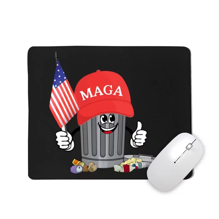 Funny Trump Maga Cartoon Garbage Can American Flag Mousepad