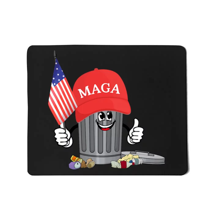 Funny Trump Maga Cartoon Garbage Can American Flag Mousepad