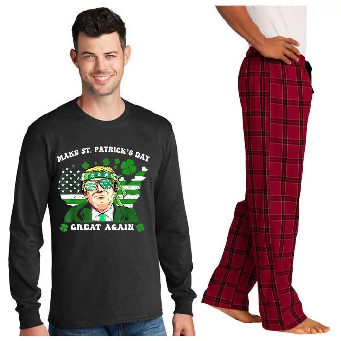 Funny Trump Make St PatrickS Day Great Again Gift Long Sleeve Pajama Set