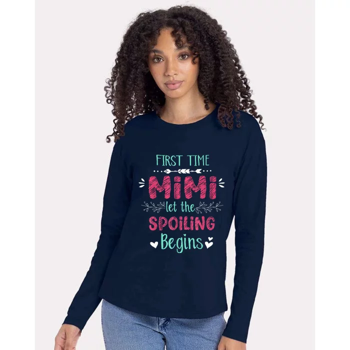 First Time Mimi Let The Spoiling Begin Funny New Grandma Womens Cotton Relaxed Long Sleeve T-Shirt