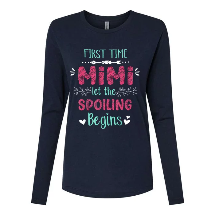 First Time Mimi Let The Spoiling Begin Funny New Grandma Womens Cotton Relaxed Long Sleeve T-Shirt