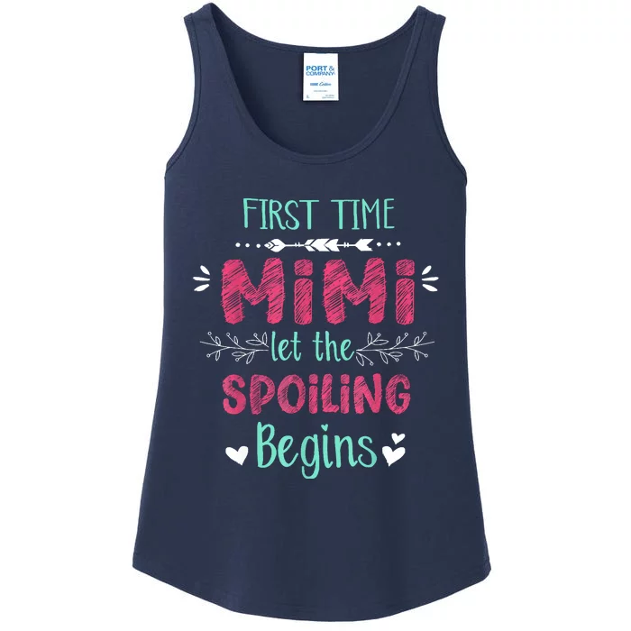 First Time Mimi Let The Spoiling Begin Funny New Grandma Ladies Essential Tank