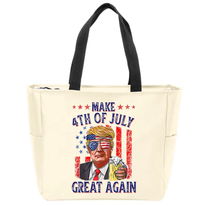 Funny Trump Make 4th Of July Great Again 4th Of July Zip Tote Bag