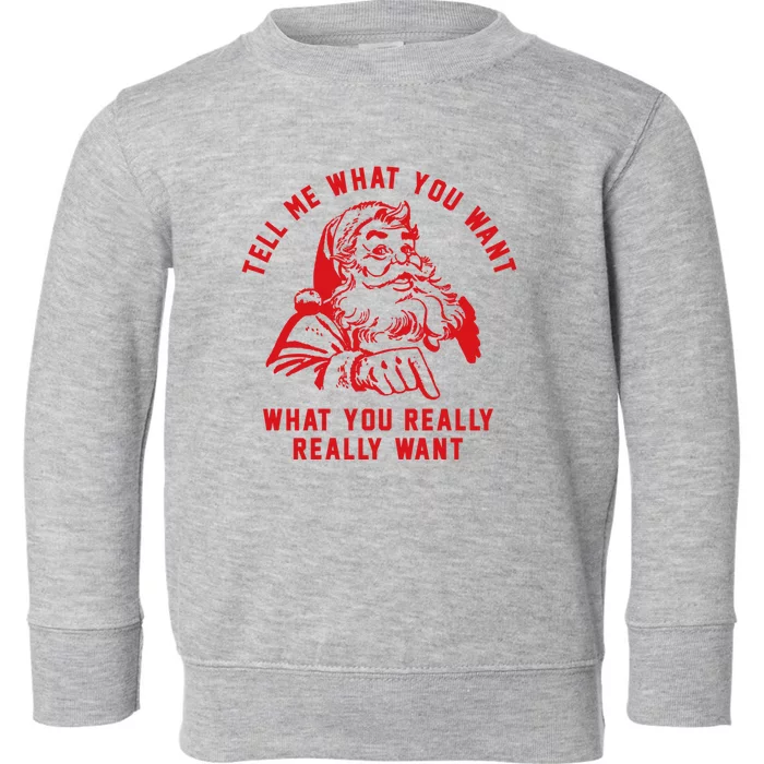 Funny Tell Me What You Want Santa Christmas Gift Toddler Sweatshirt