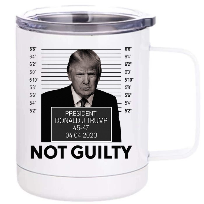 Funny Trump Mugshot Not Guilty Classic . Front & Back 12oz Stainless Steel Tumbler Cup