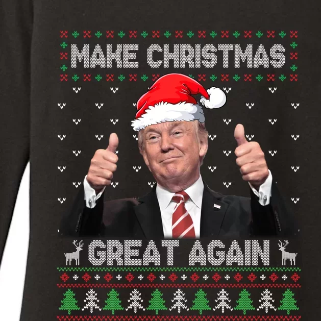 Funny Trump Make Christmas Great Again Ugly Sweater Xmas Funny Gift Womens CVC Long Sleeve Shirt