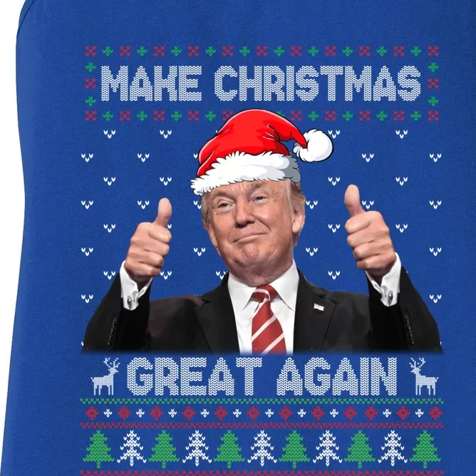 Funny Trump Make Christmas Great Again Ugly Sweater Xmas Funny Gift Women's Racerback Tank