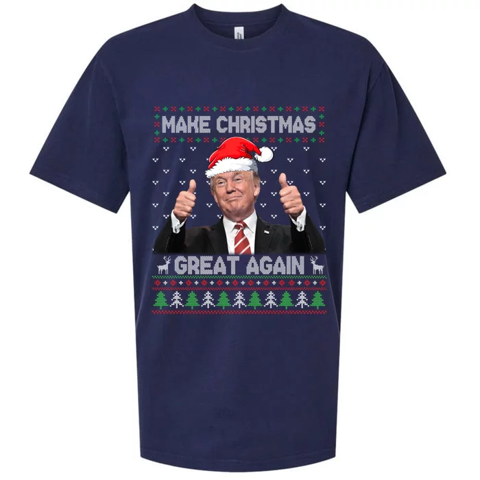 Funny Trump Make Christmas Great Again Ugly Sweater Xmas Funny Gift Sueded Cloud Jersey T-Shirt