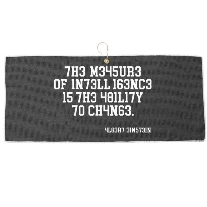 Funny The Measure Of Intelligence Is The Ability To Change Large Microfiber Waffle Golf Towel