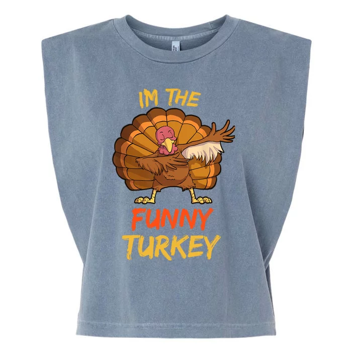 Funny Turkey Matching Family Group Thanksgiving Party Pajama Garment-Dyed Women's Muscle Tee