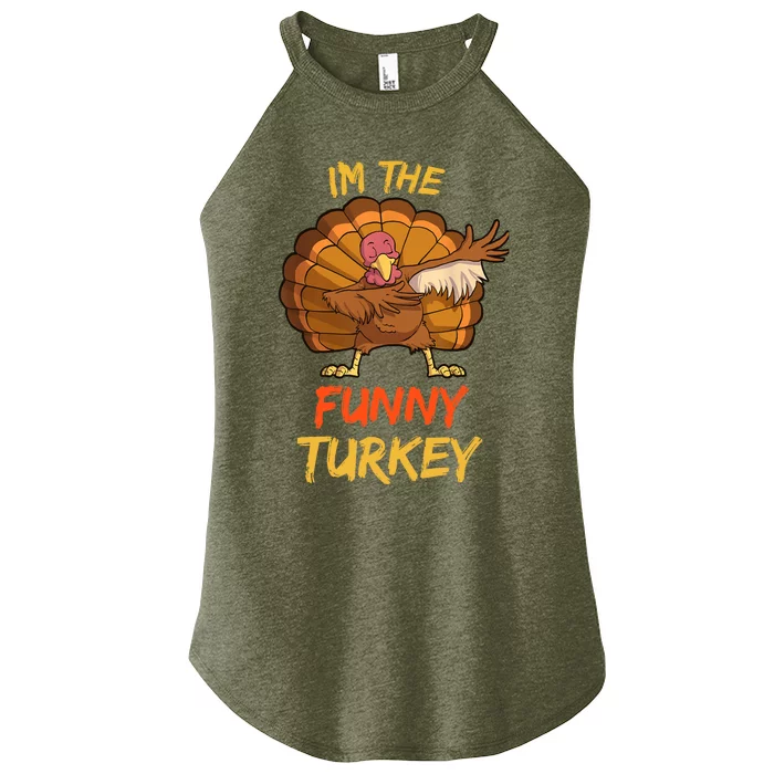 Funny Turkey Matching Family Group Thanksgiving Party Pajama Women’s Perfect Tri Rocker Tank