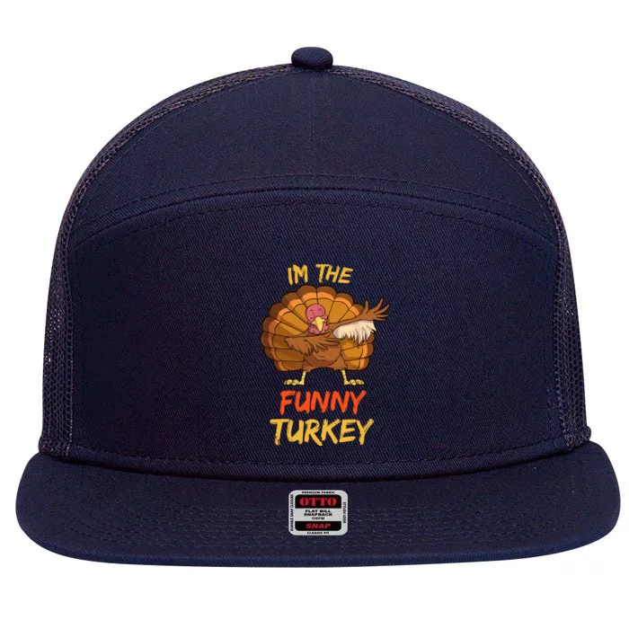 Funny Turkey Matching Family Group Thanksgiving Party Pajama 7 Panel Mesh Trucker Snapback Hat