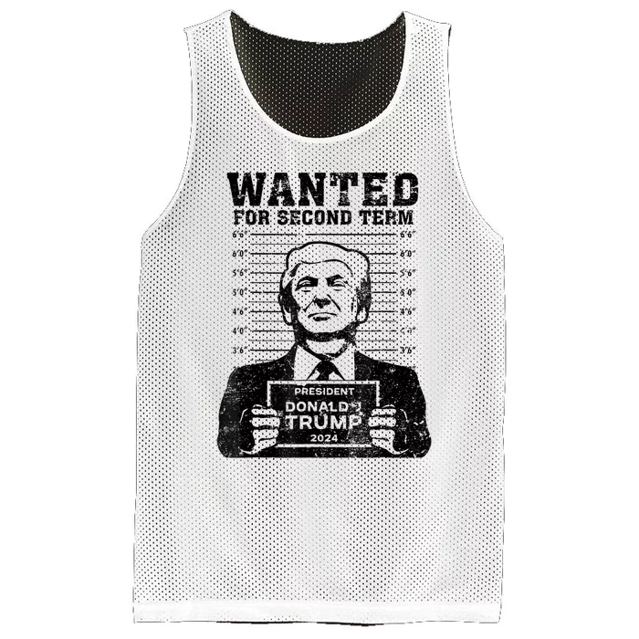 Free Trump Mugshot Wanted For Second Term 2024 Trump 2024 Mesh Reversible Basketball Jersey Tank