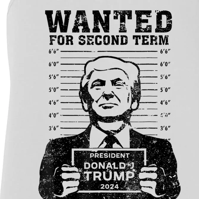 Free Trump Mugshot Wanted For Second Term 2024 Trump 2024 Women's Racerback Tank