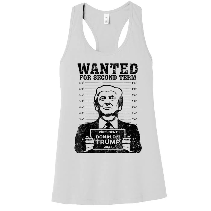 Free Trump Mugshot Wanted For Second Term 2024 Trump 2024 Women's Racerback Tank