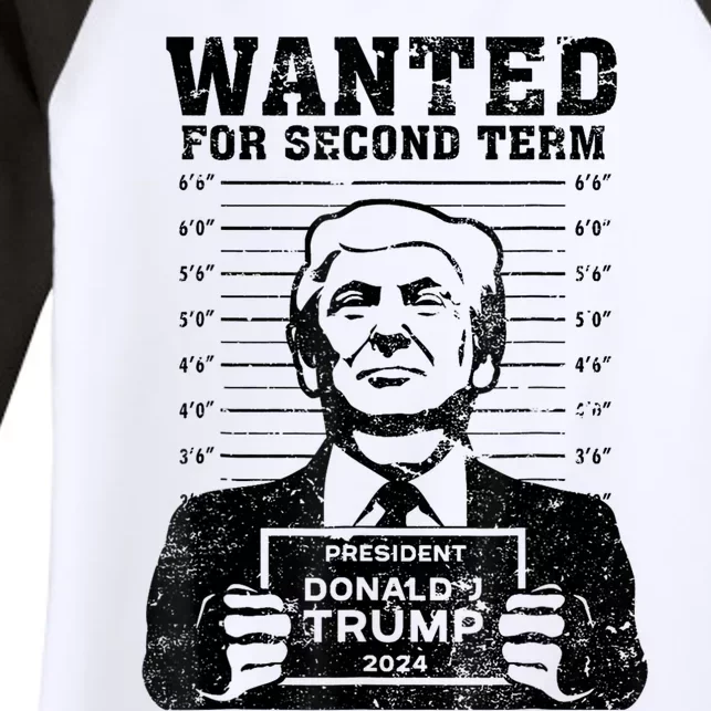 Free Trump Mugshot Wanted For Second Term 2024 Trump 2024 Women's Tri-Blend 3/4-Sleeve Raglan Shirt