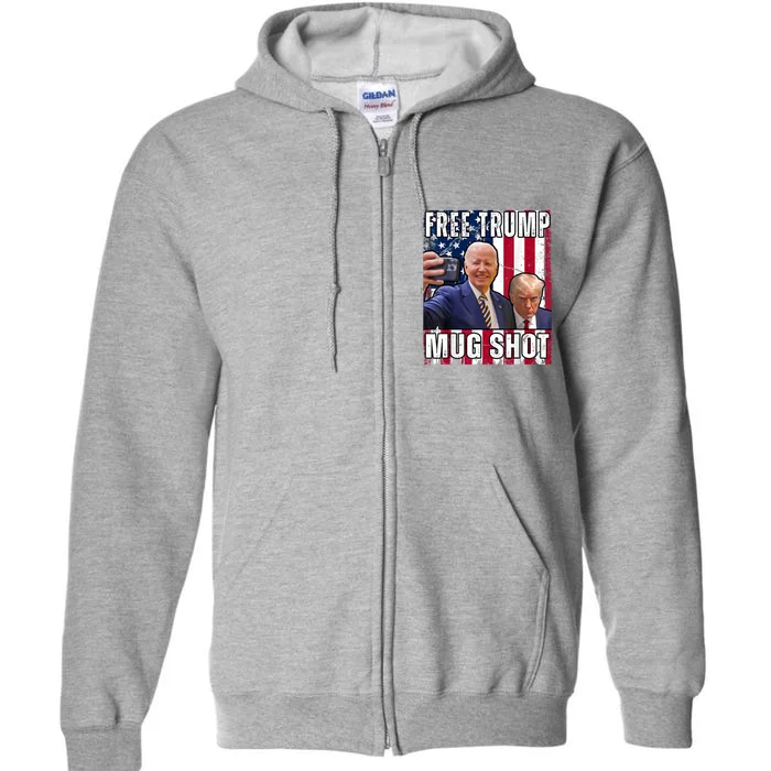 Free Trump Mugshot President Joe Biden Selfie Halloween Full Zip Hoodie