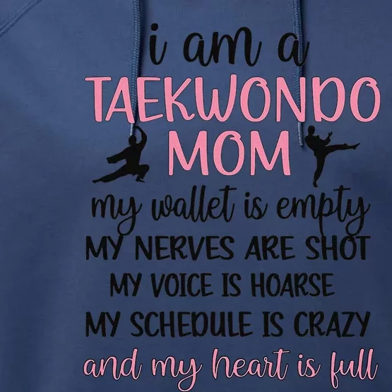 Funny Taekwondo Mom Of A Taekwondo Fighter Mama Performance Fleece Hoodie