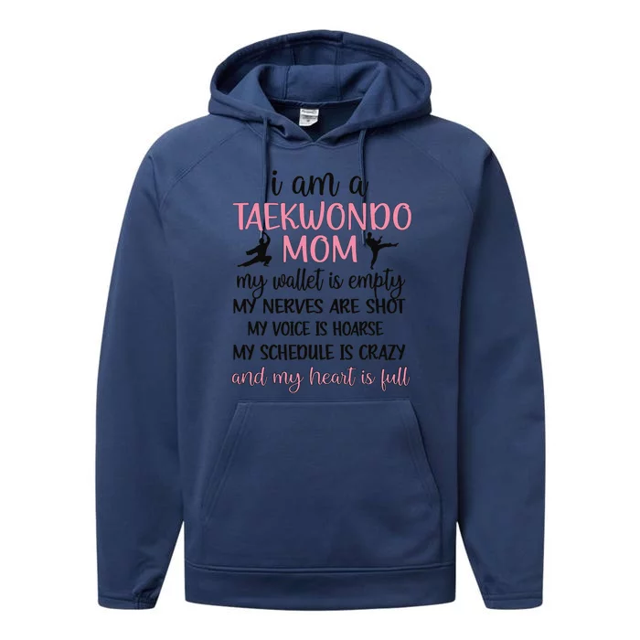 Funny Taekwondo Mom Of A Taekwondo Fighter Mama Performance Fleece Hoodie