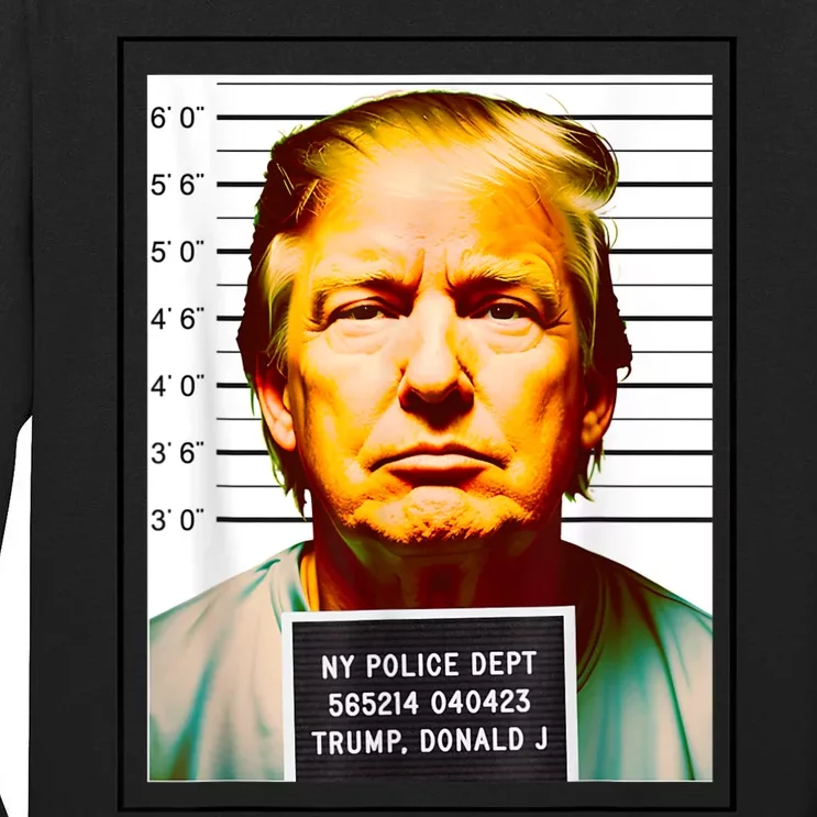 Funny Trump Mugshot Parody AI DC Georgia NYC Indictment Tall Long Sleeve T-Shirt