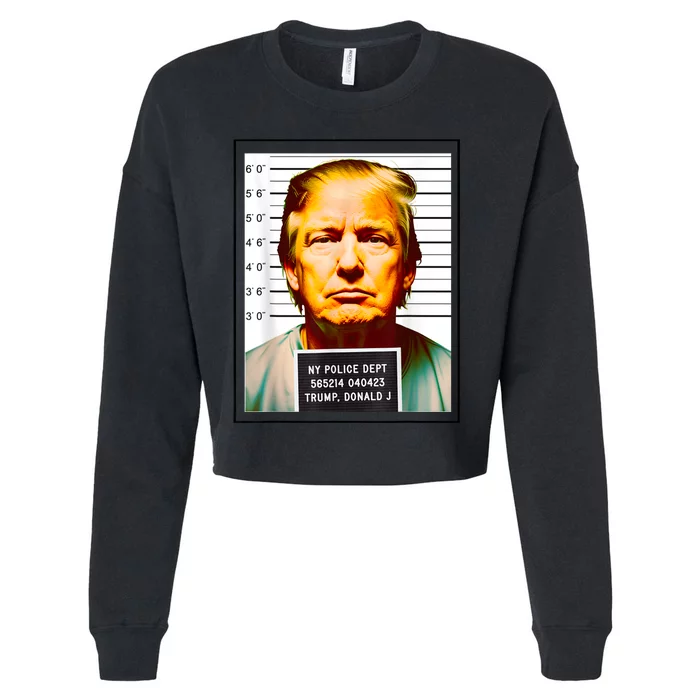 Funny Trump Mugshot Parody AI DC Georgia NYC Indictment Cropped Pullover Crew