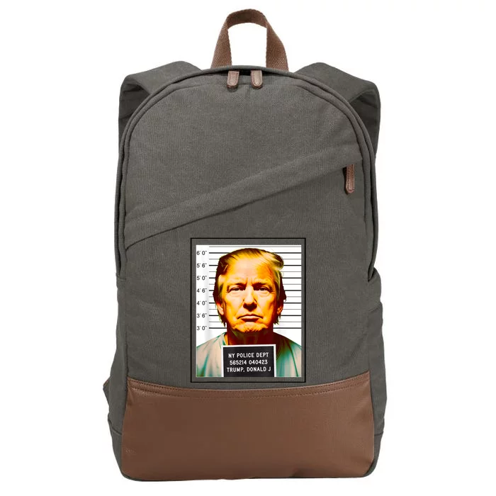 Funny Trump Mugshot Parody AI DC Georgia NYC Indictment Cotton Canvas Backpack