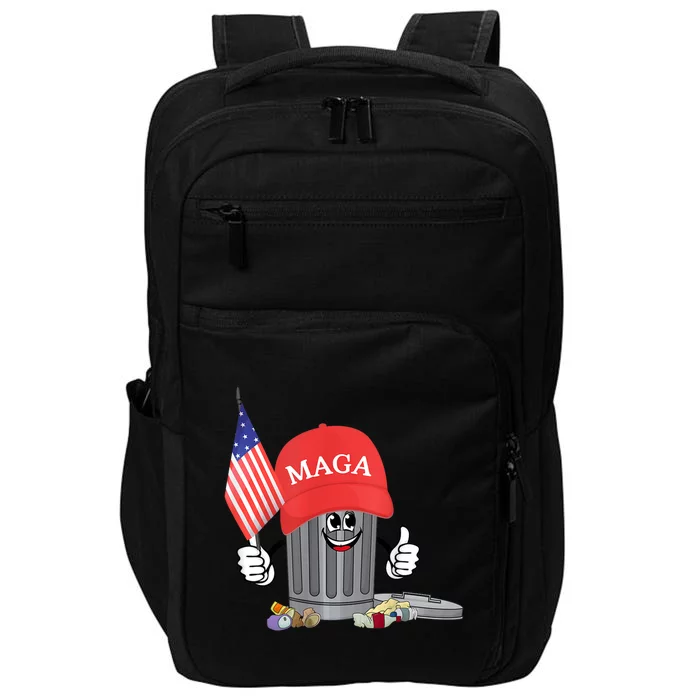 Funny Trump Maga Garbage Can Cartoon Character American Flag Impact Tech Backpack