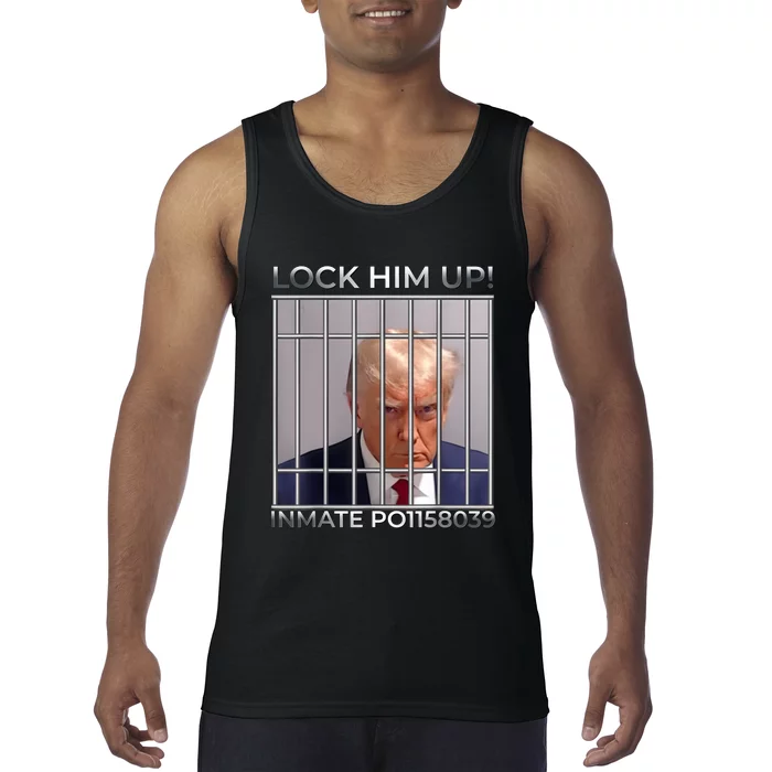 Funny Trump Mugshot Lock Him Up Tank Top