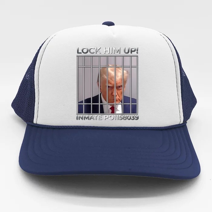 Funny Trump Mugshot Lock Him Up Trucker Hat