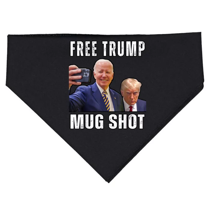 Free Trump Mugshot President Joe Biden Selfie Halloween USA-Made Doggie Bandana