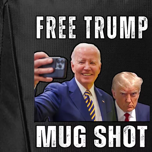 Free Trump Mugshot President Joe Biden Selfie Halloween City Backpack