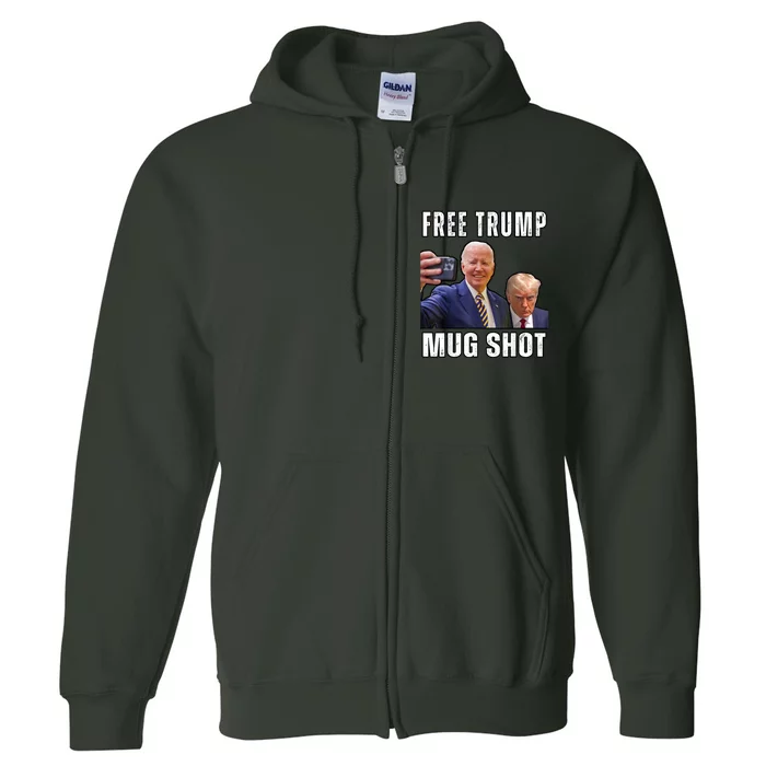 Free Trump Mugshot President Joe Biden Selfie Halloween Full Zip Hoodie