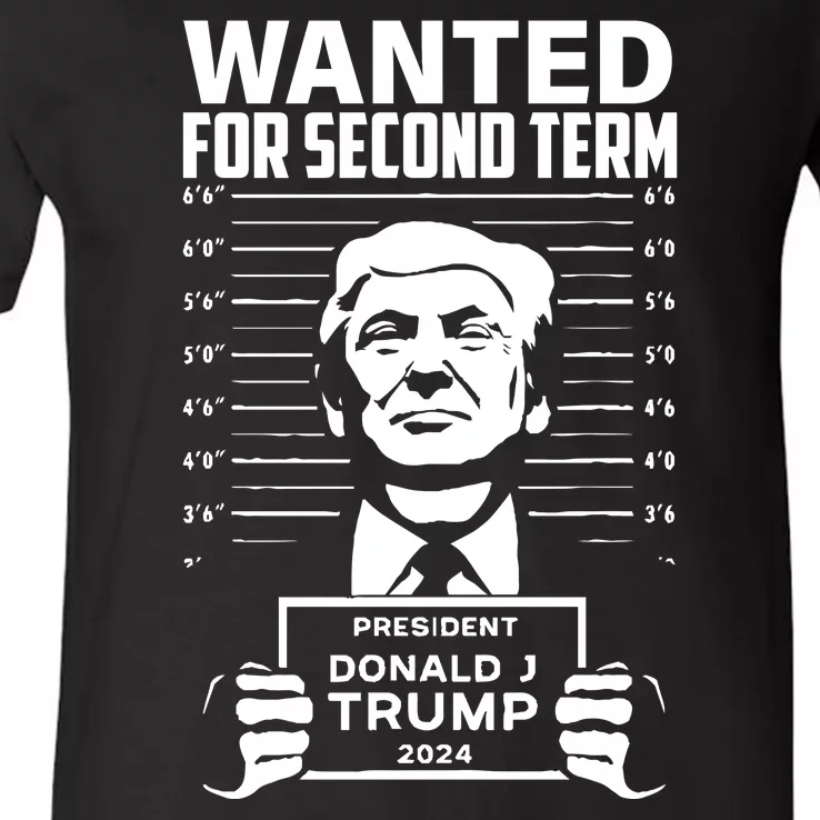 Free Trump Mugshot Wanted For Second Term 2024 Trump 2024 V-Neck T-Shirt