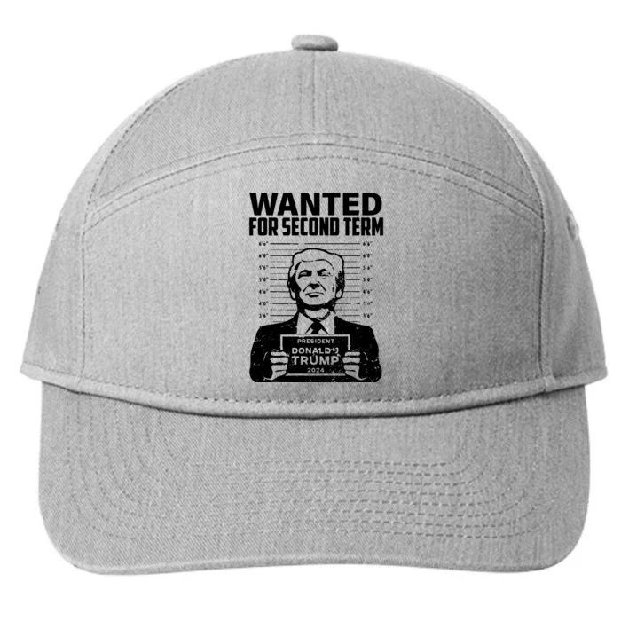 Free Trump Mugshot Wanted For Second Term 2024 Trump 2024 7-Panel Snapback Hat