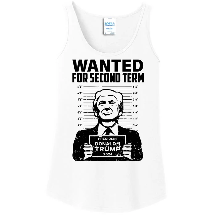 Free Trump Mugshot Wanted For Second Term 2024 Trump 2024 Ladies Essential Tank