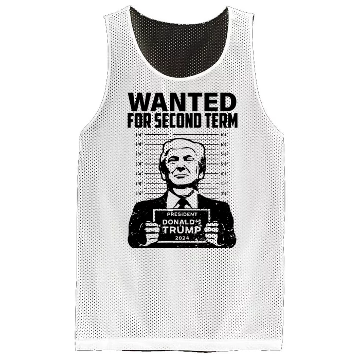 Free Trump Mugshot Wanted For Second Term 2024 Trump 2024 Mesh Reversible Basketball Jersey Tank