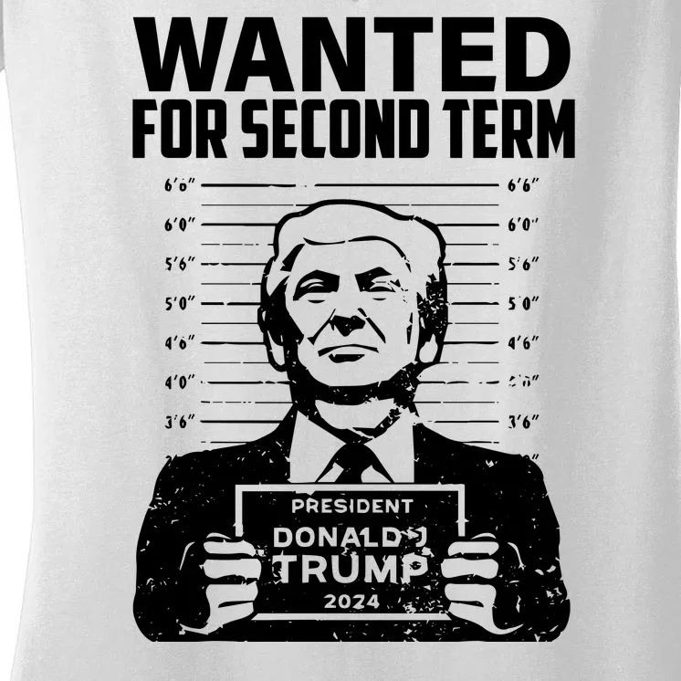 Free Trump Mugshot Wanted For Second Term 2024 Trump 2024 Women's V-Neck T-Shirt