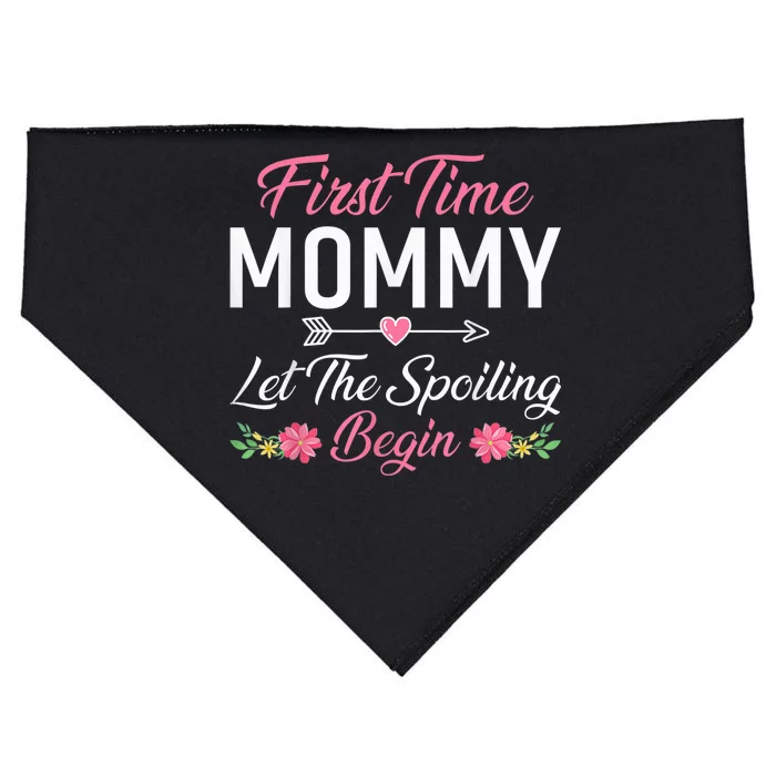 First Time Mommy Let The Spoiling Begin Mothers Day Birthday USA-Made Doggie Bandana