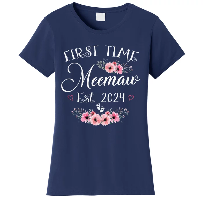 First Time Meemaw 2024 MotherS Day Soon To Be Mom Pregnancy Women's T-Shirt