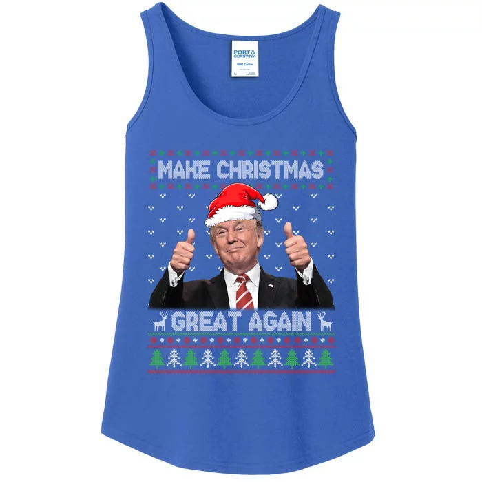 Funny Trump Make Christmas Great Again Ugly Sweater Xmas Cute Gift Ladies Essential Tank