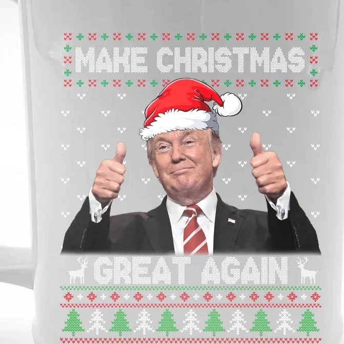 Funny Trump Make Christmas Great Again Ugly Sweater Xmas Cute Gift Front & Back Beer Stein